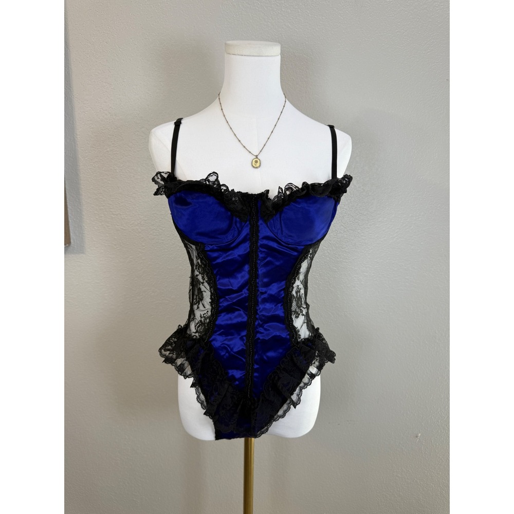 y2k lace bodysuit blue satin corset lingerie